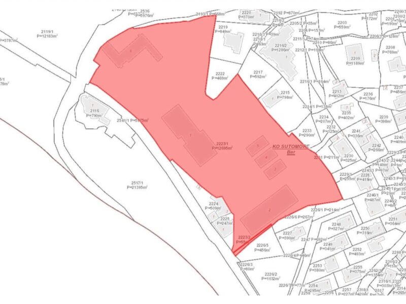 plot on the first line with a total area of ​​12,671 m2 in Sutomore