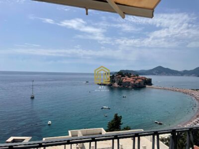 For sale spacious two bedroom apartment with stunning views on the first line in Sveti Stefan